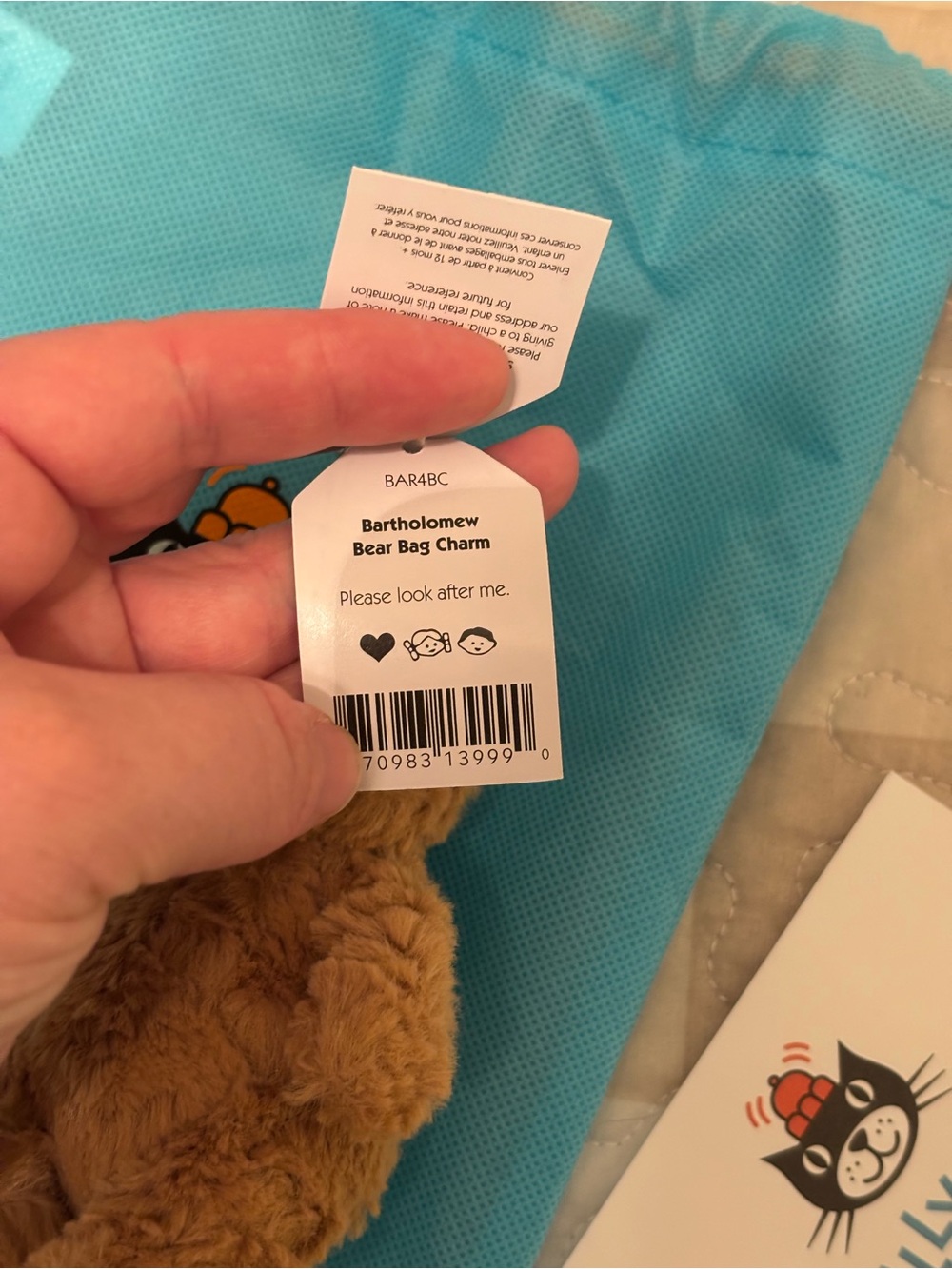 Authentic Jellycat Bartholomew Bear Bag Charm - Picture 6 of 11